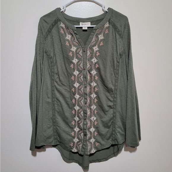 Style & Co 1X Embroidered Floral Blouse - Picture 1 of 5